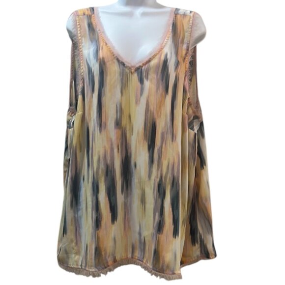 Torrid 2X Georgette Tank Top | Stripe White | Chiffon Trim | Plus Size 2X - Picture 5 of 16